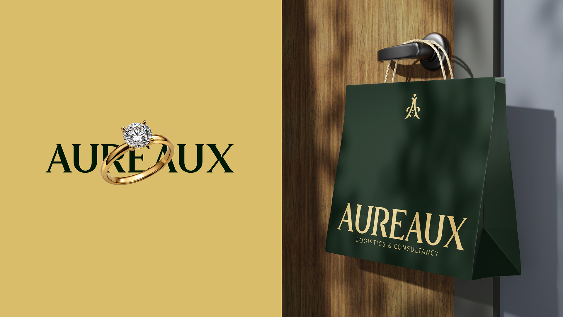 Aureaux branded ring and shopping bag