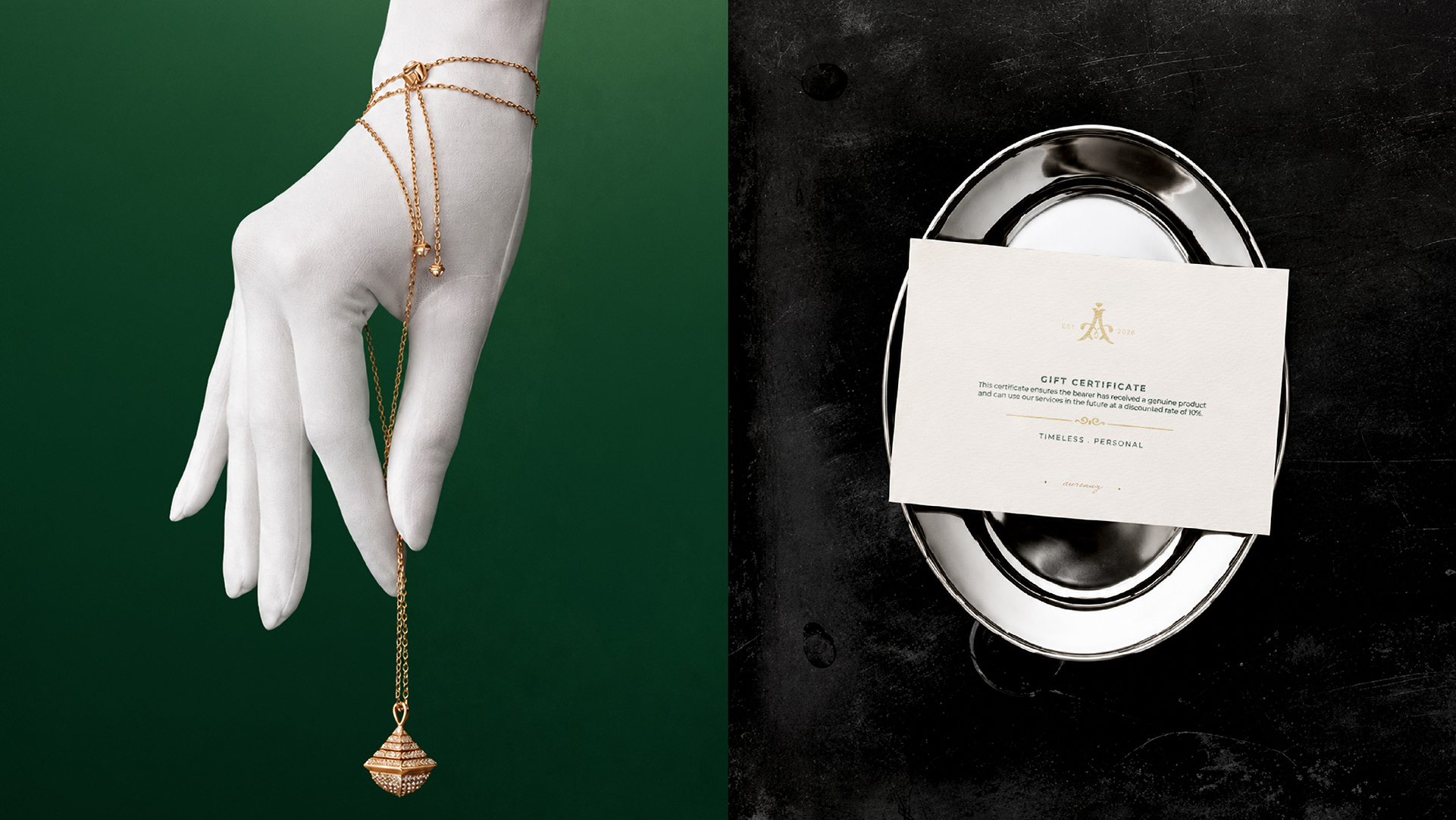 Aureaux pendant and certificate tray