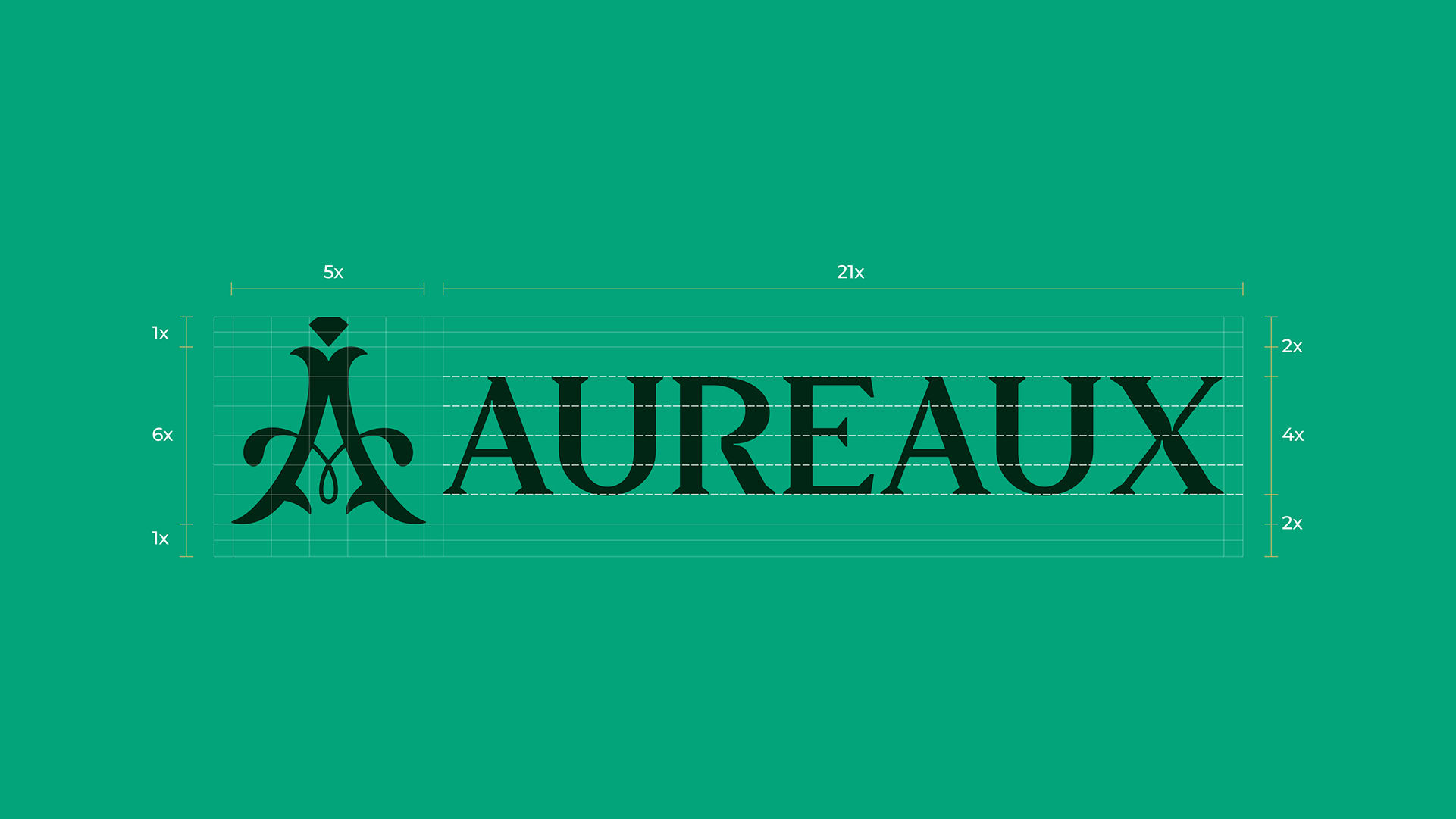 Aureaux wordmark construction grid