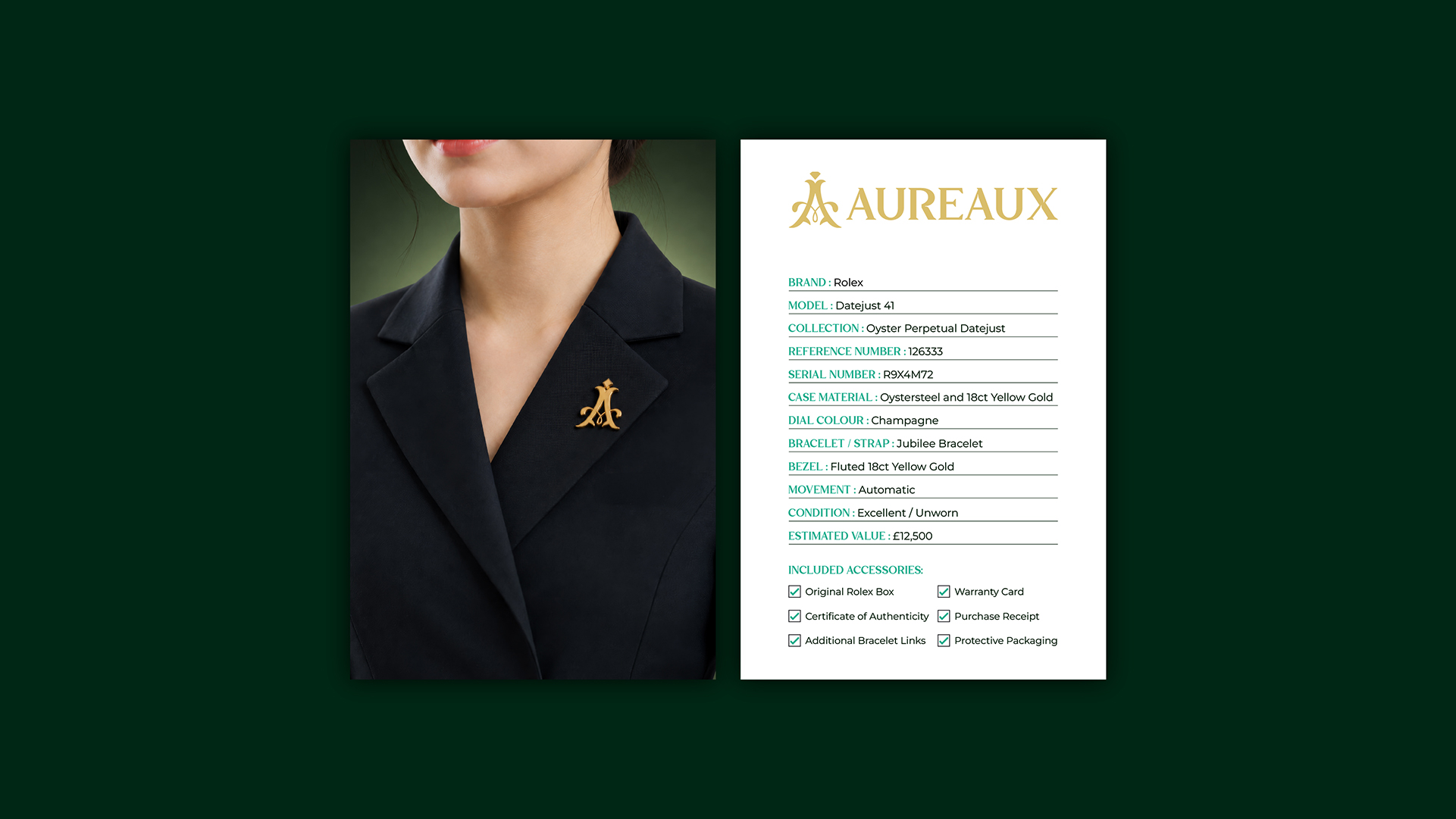 Aureaux product specification form