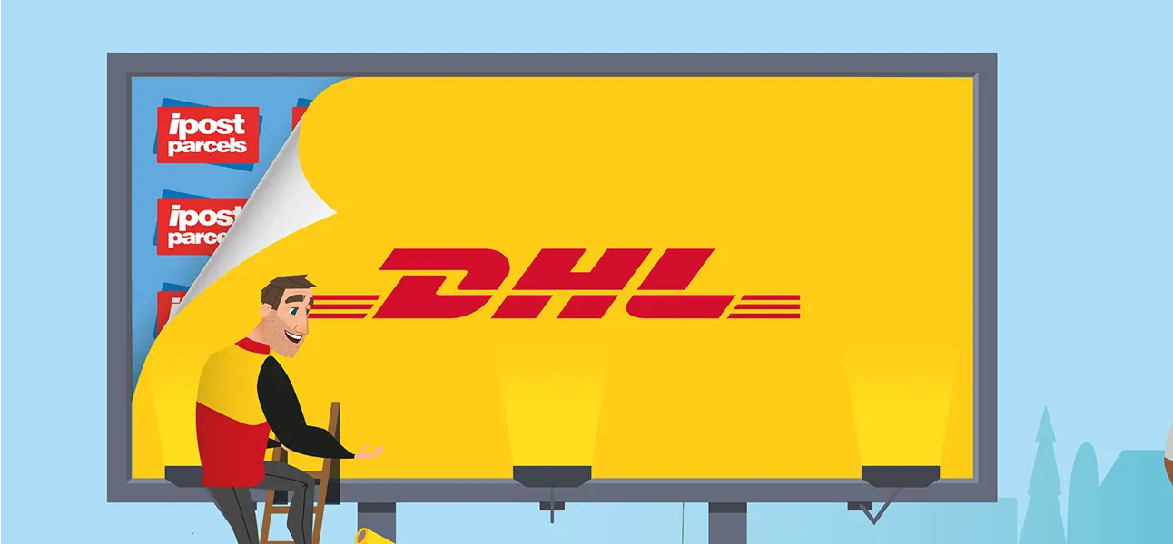 DHL illustration system applied to an out-of-home billboard